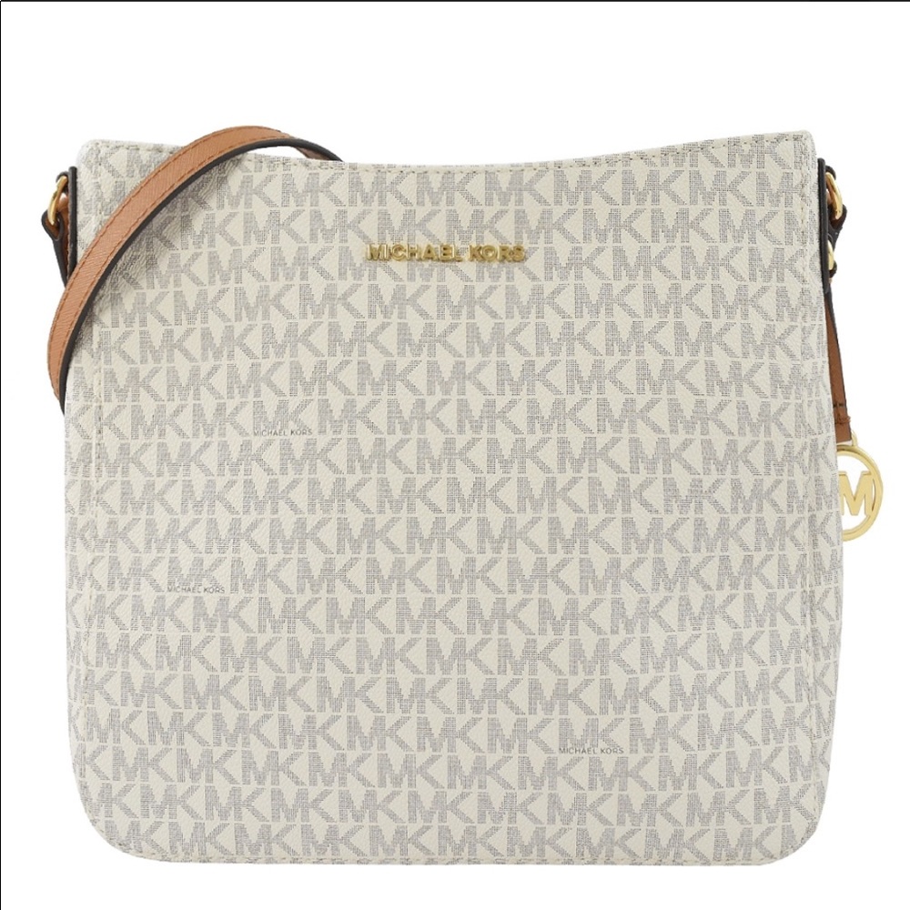 NWOT Micheal Kors Jet Set Crossbody Bag Signature Print & Tan Color